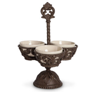 Acanthus Condiment Server – Ceramic & Metal Serving Set