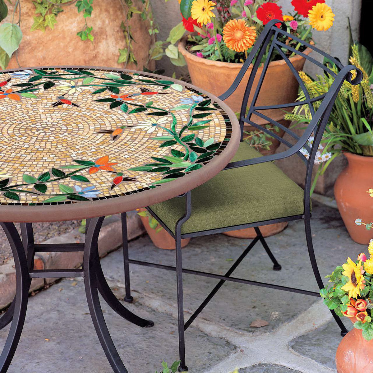36" KNF Mosaic Patio Table Set w/4 Chairs