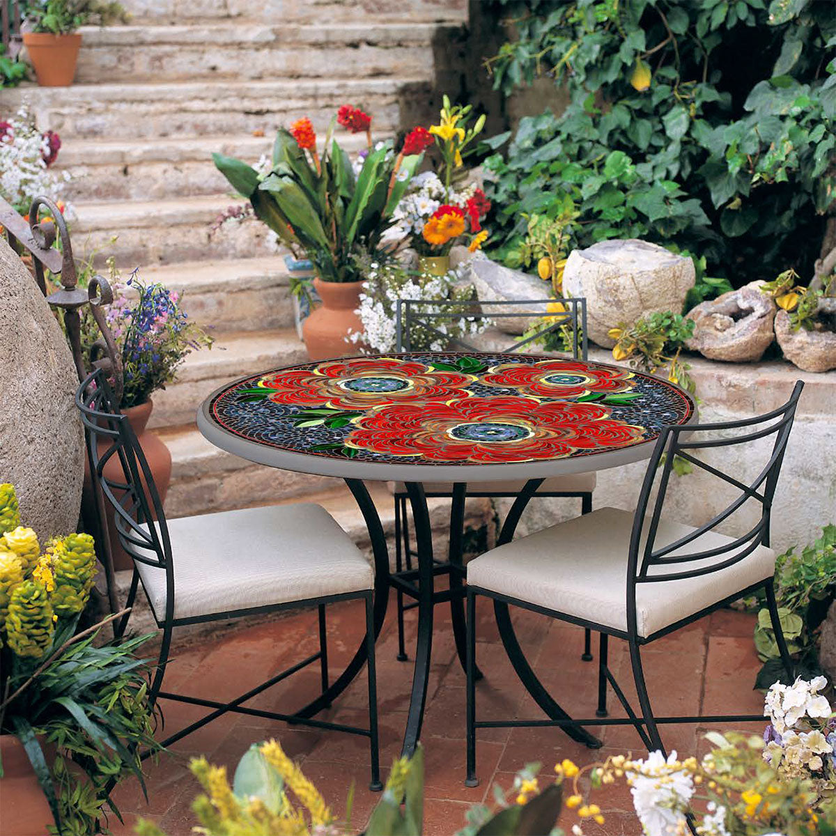 36" KNF Mosaic Patio Table Set w/4 Chairs